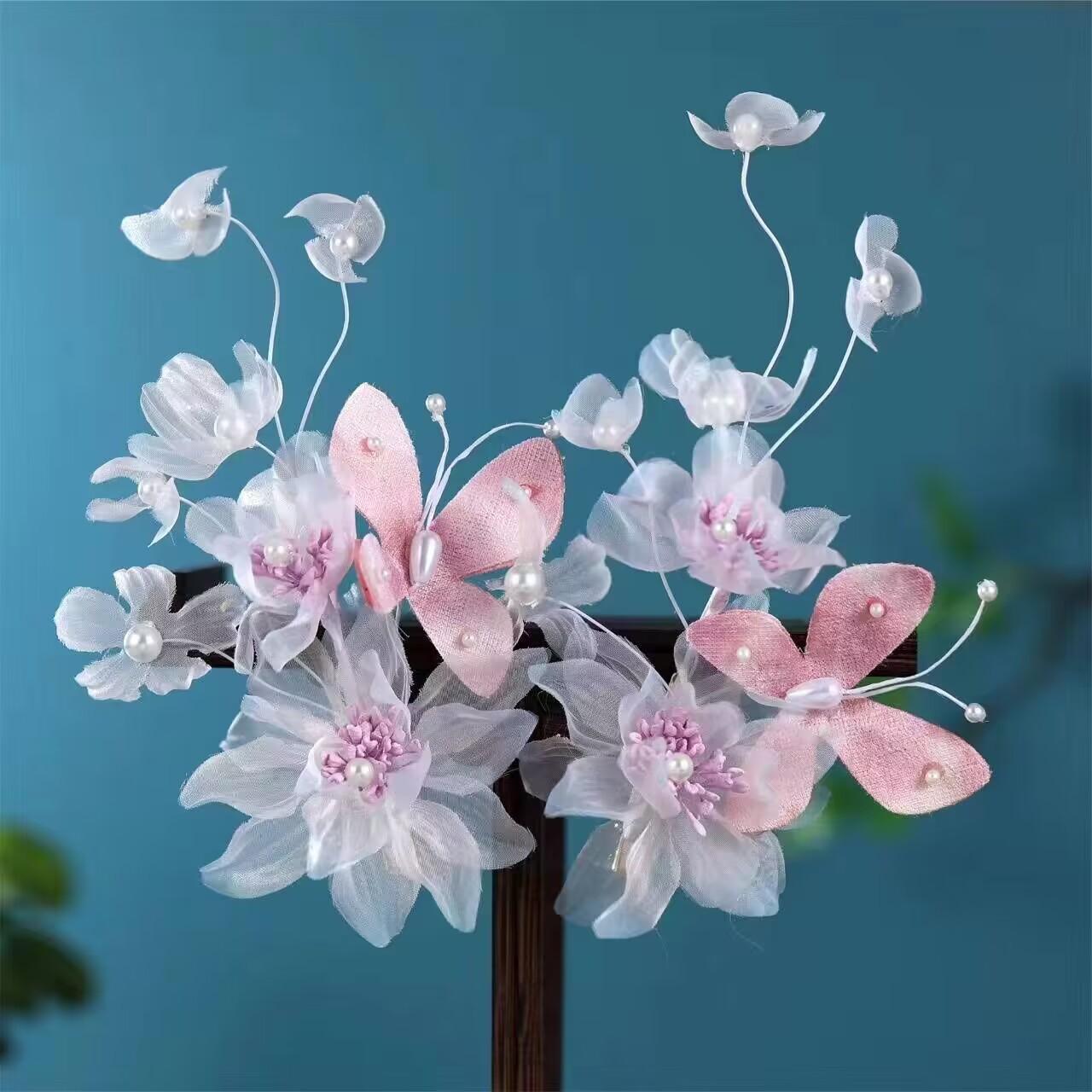 

Original design: handmade purple permed butterfly silk gauze pair hairpin accessories women s Hanfu headdress