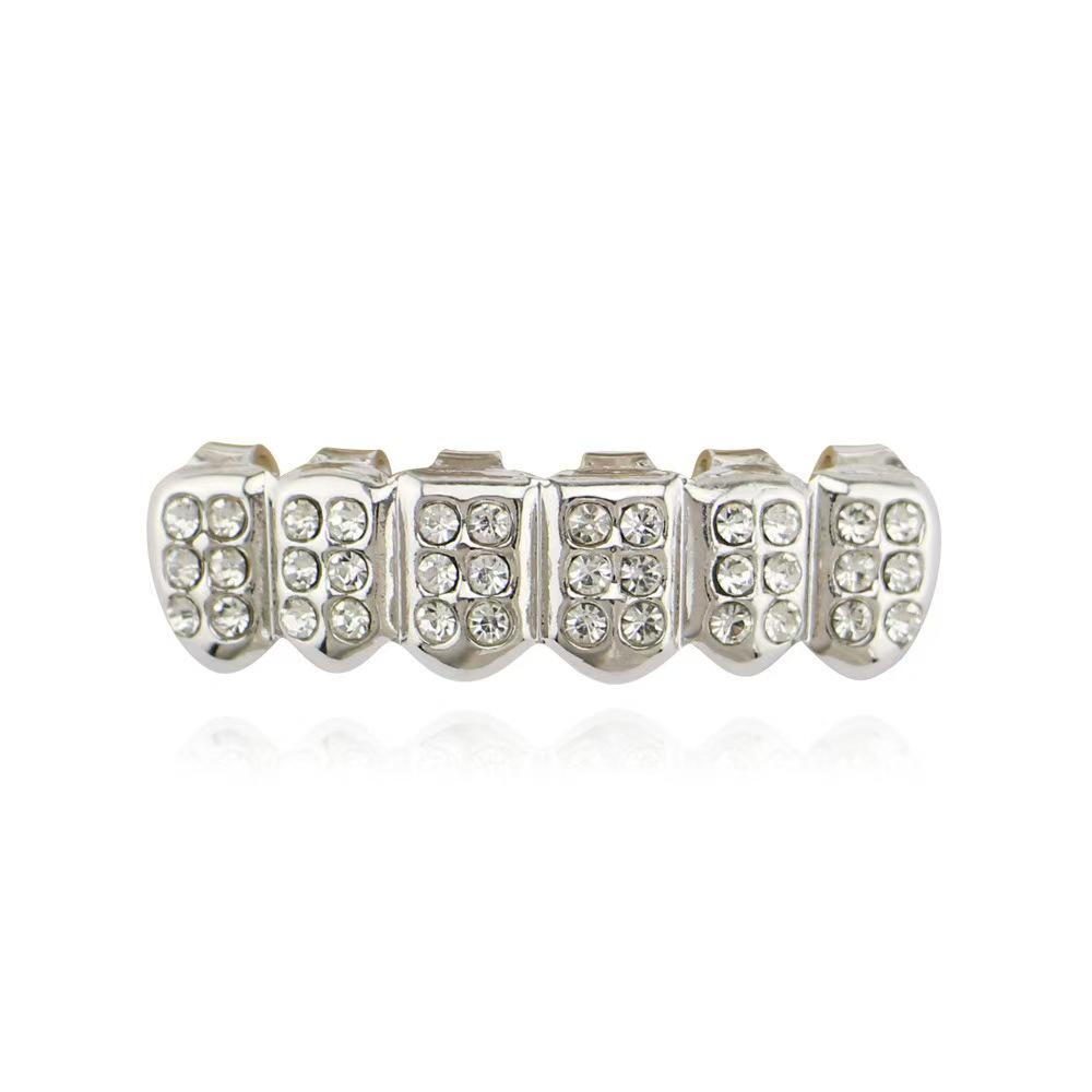 

European Hip Hop Vampire Grill: 72-Diamond Six-Tooth Upper & 36-Diamond Lower Teeth Set