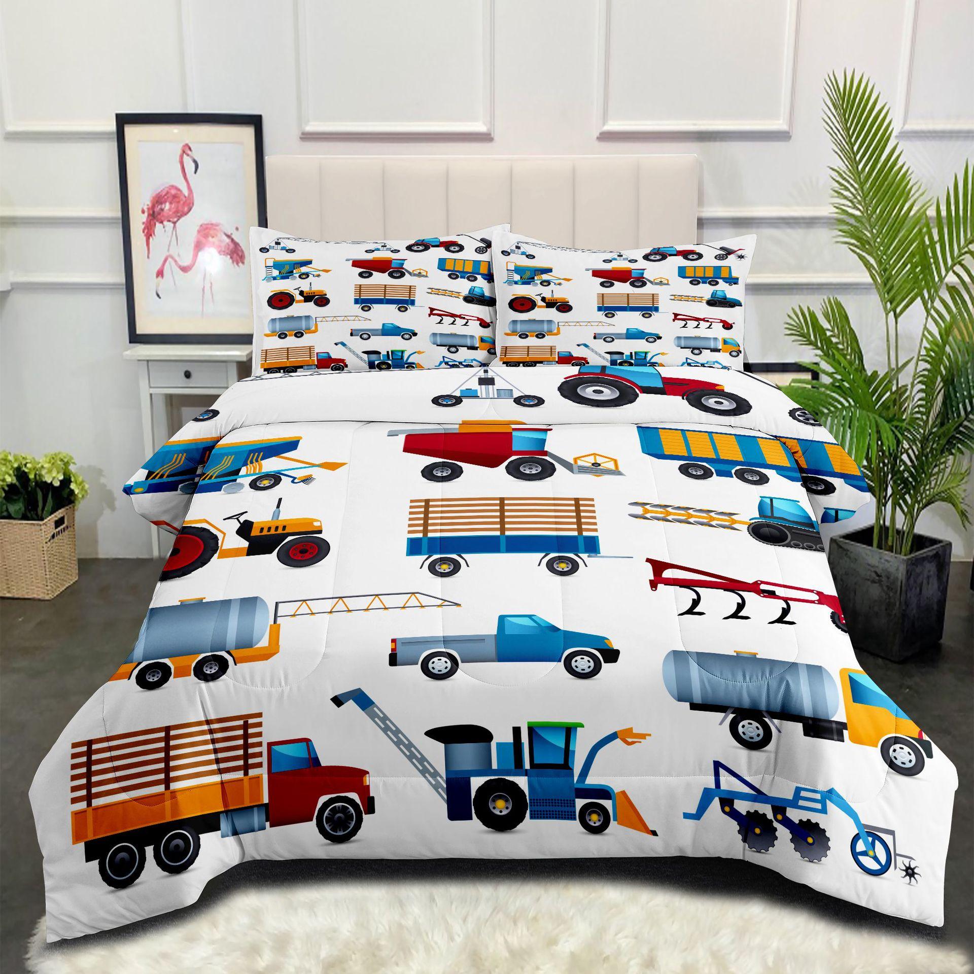 

Construction Vehicle Kids Bedding Set - Plush Quilt 3-piece Set (quilt, Duvet Cover, and Pillowcase) 140*200cm
