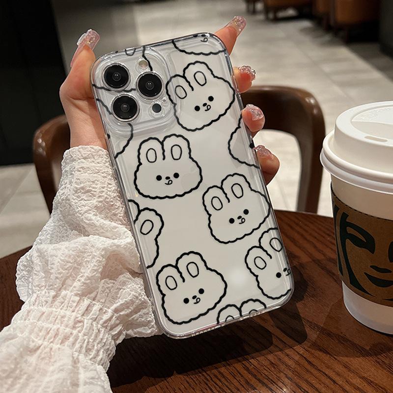 Transparent Mobile Phone Case Apple 17promax Line Cartoon Rabbit Iphone12 Anti-drop Protective Case 16 Women's 14