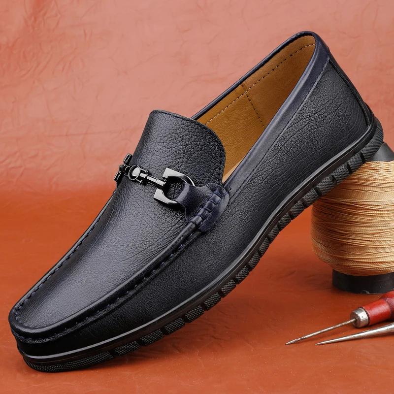 Neue Slipper Sommer Bequem Echtes Leder Herrenschuhe Leichtgewichtige Slipper Fahrschuhe für Herren Freizeitschuhe Business Mokassins