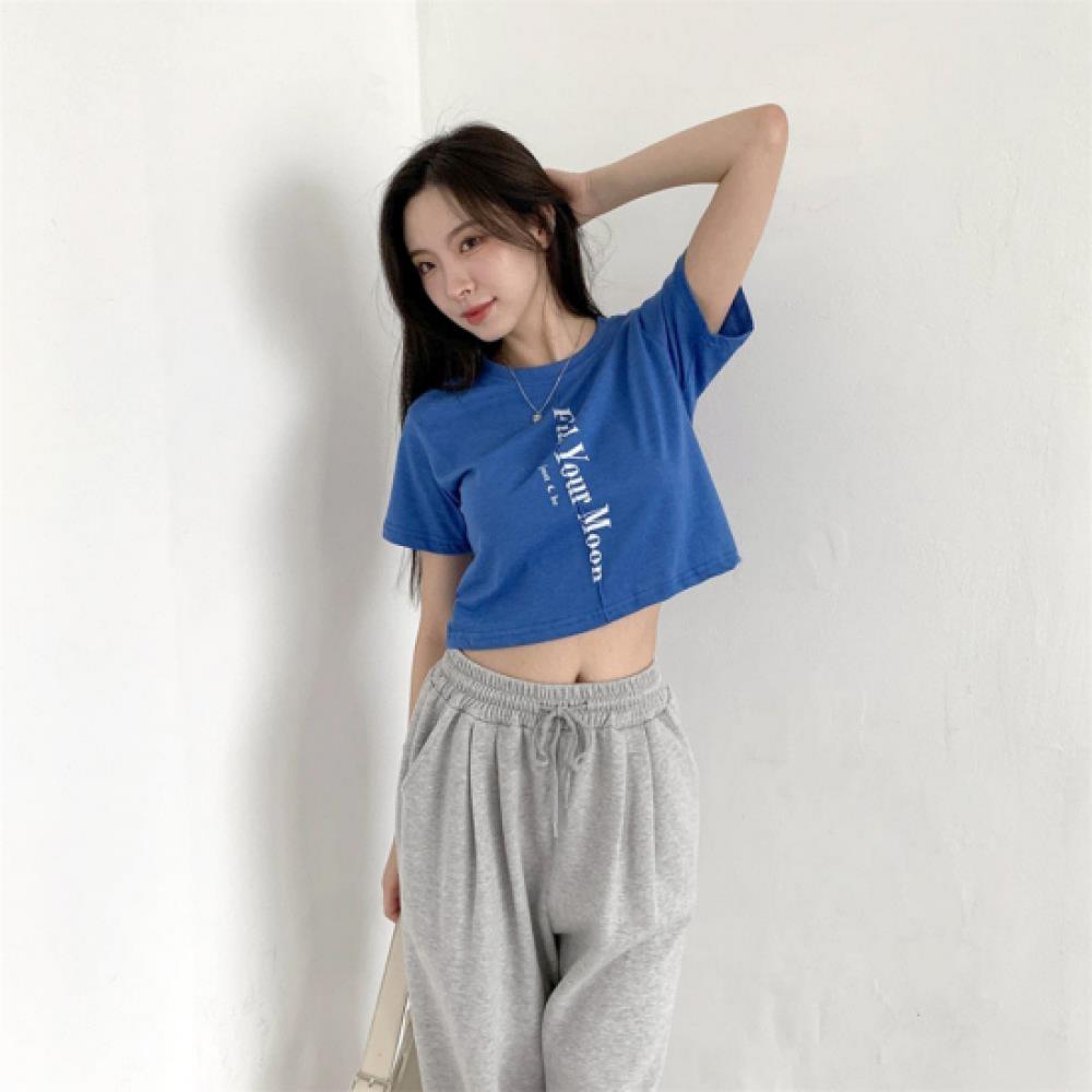 New Arrivals Open Run Women Cropped ShorT Sleeve Tee Hip Mood CuT LeTTering T C