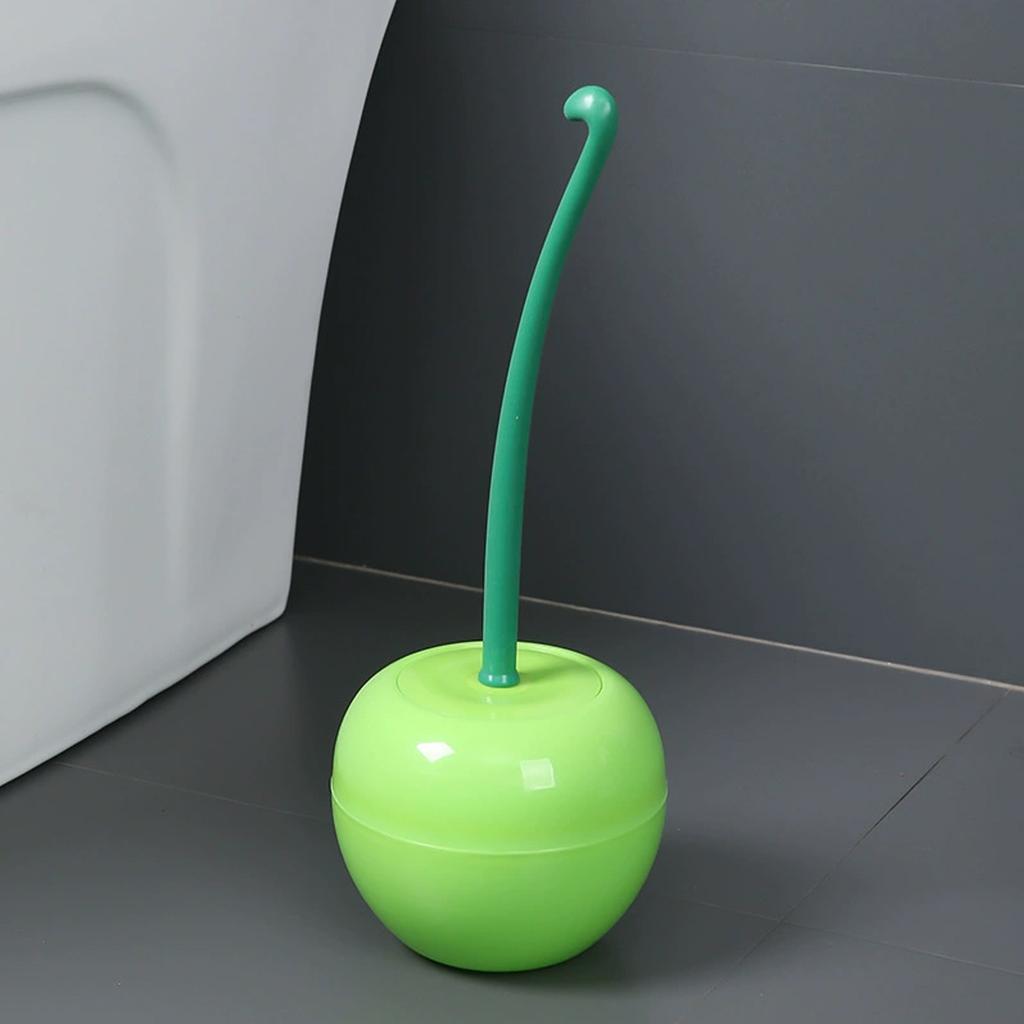 Cherry Shaped Toilet Brush Set with Long Handle Plastic Holder for Bathroom Cleaning Toilet Brush with Base Stand for Hygienic Use