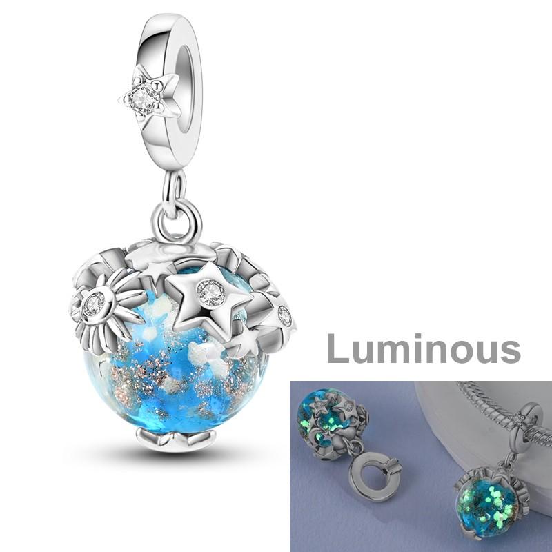 copper Eternal Symbol Charm Bead Charms Luminous Star Shape Bead Charms Love Dangle Safety Chain Compatible With Authentic Fashion Bracelets Do It You