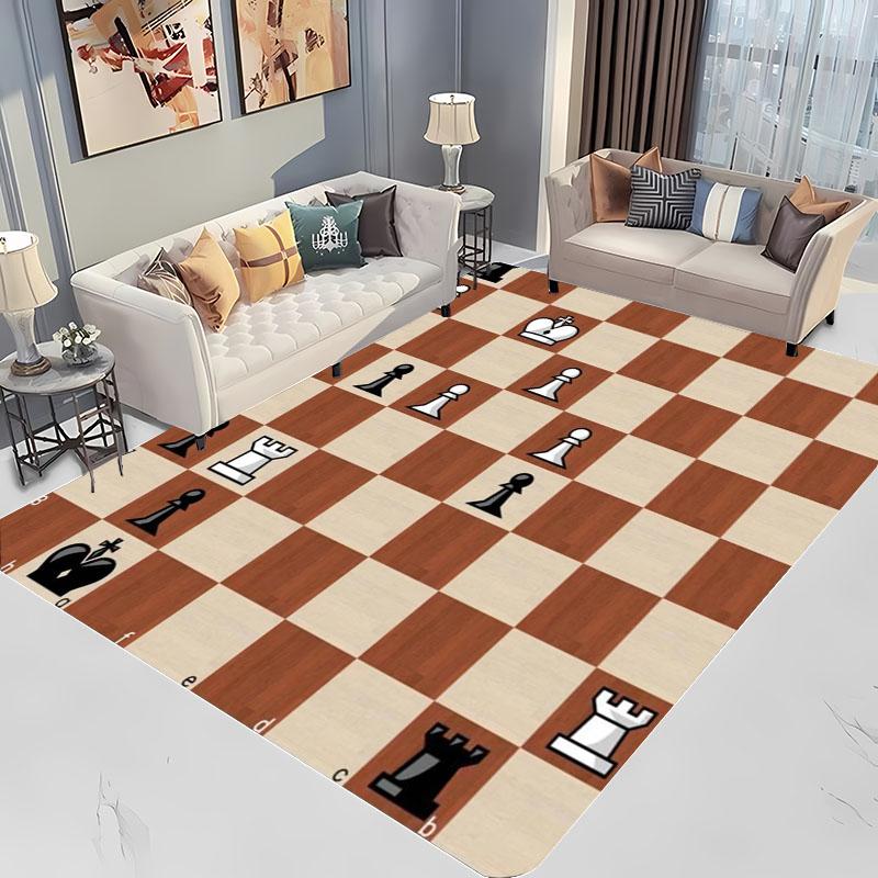 Internationaal Schaken Schaakbord Lage Oppervlakte Tapijten voor Huis Woonkamer Kinderkamer Sofa Deurmat Keuken Vloerkleden AntislipDecor 40x60cm (16x24in)