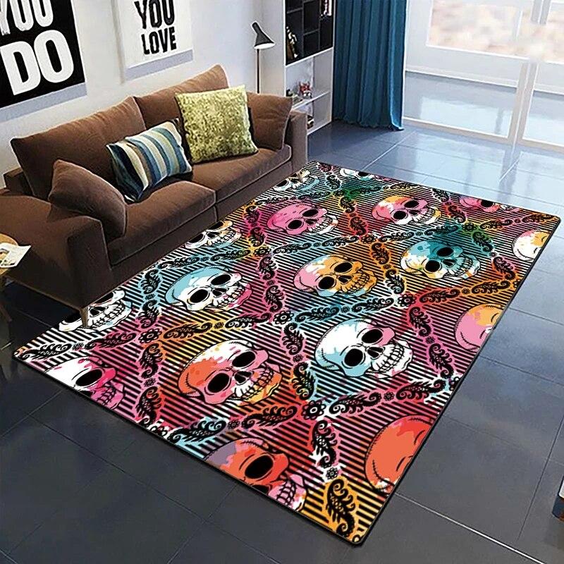 Horror Series Skulls Before Christmas Pattern Area Rug Bedroom Sponge Bedside Mat Entrance Door Carpet Washable