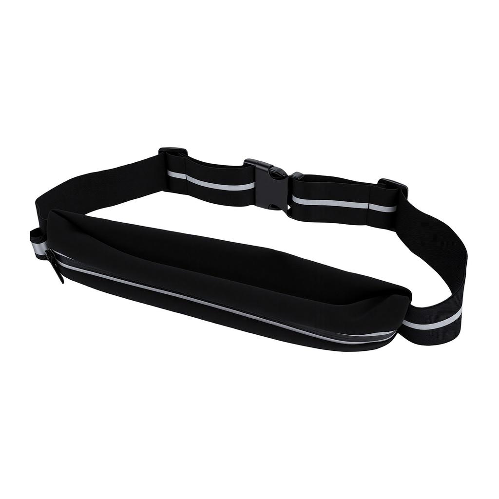 Running Waist Pack Reflective Strips Water Proof Adjustable Strap 3 Pockets Running Belt Black
