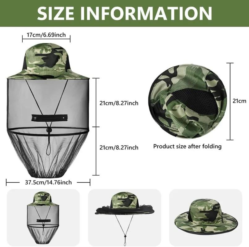 Anti-Mosquito Hat Outdoor Fishing Hats The Sun Hat Summer Hat Sun Fishing Hat Cap Mesh Hat with Net Mesh for Men Women