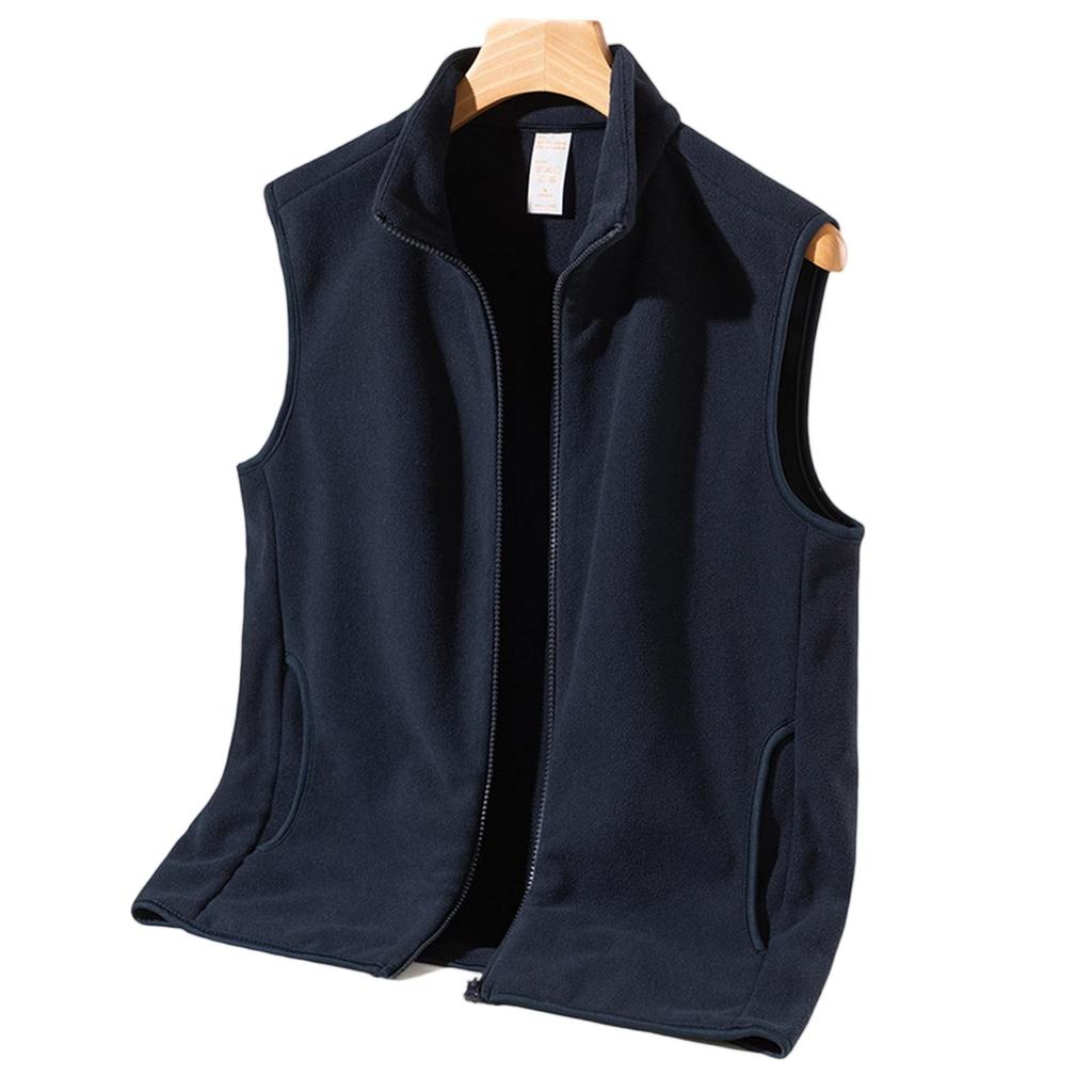 Winter Light Luxury Fashion  Fleece Fleece Waistcoat Men Sleeveless Vest Jacket Casual Solid Color Jacket