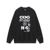 Unisex Oversized Cotton Crewneck Sweatshirt With Letter Dice Print Fall Youth Streetwear