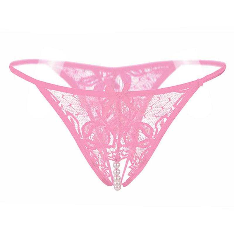 Sexy Höschen mit niedriger Taille für Frauen mit Perlen-G-String und offenem Schritt KL09