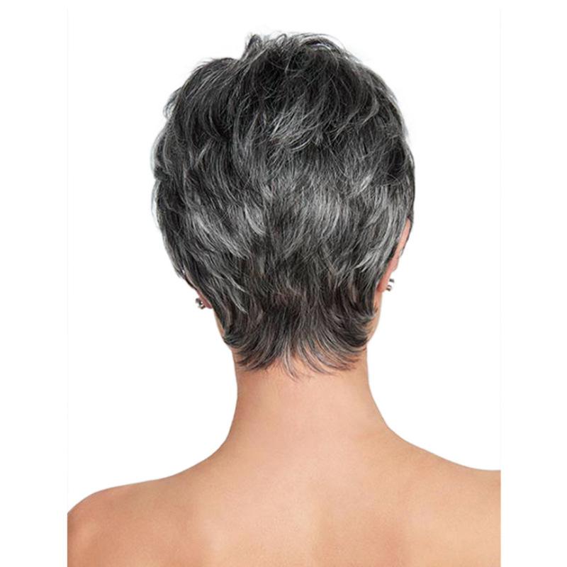 Wig Female European And American Fashion Short Hair Female Black And White Chemical Fiber Headgear