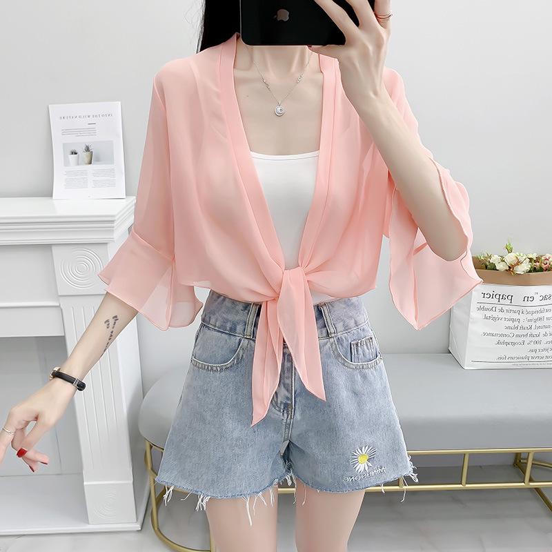 Summer 2026 Women's French Chiffon Sun Protection Cardigan Shawl