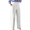Women's High Waist Draped Wide Leg Dress Pants Solid Micro Stretch Office Straight Long Trousers With Pockets Spring Fall Business Casual Bottoms