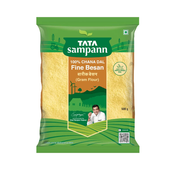 

Tata Sampann 100% Chana Dal Besan Flour For Ladoo Dhokla Kadhi 500g Gluten Free