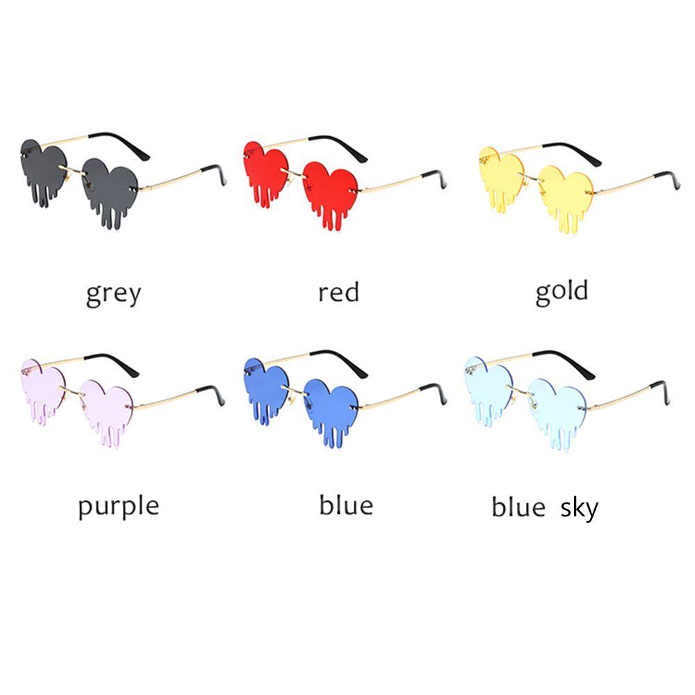 Colorful Ocean Creative Unique Luxury Heart Women Sun Glasses Rimless Sunglasses Tear Shape