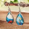 Silver Plated Oyster Turquoise Teardrop Drop Earrings, Natural Stone Boho Earrings for Women
