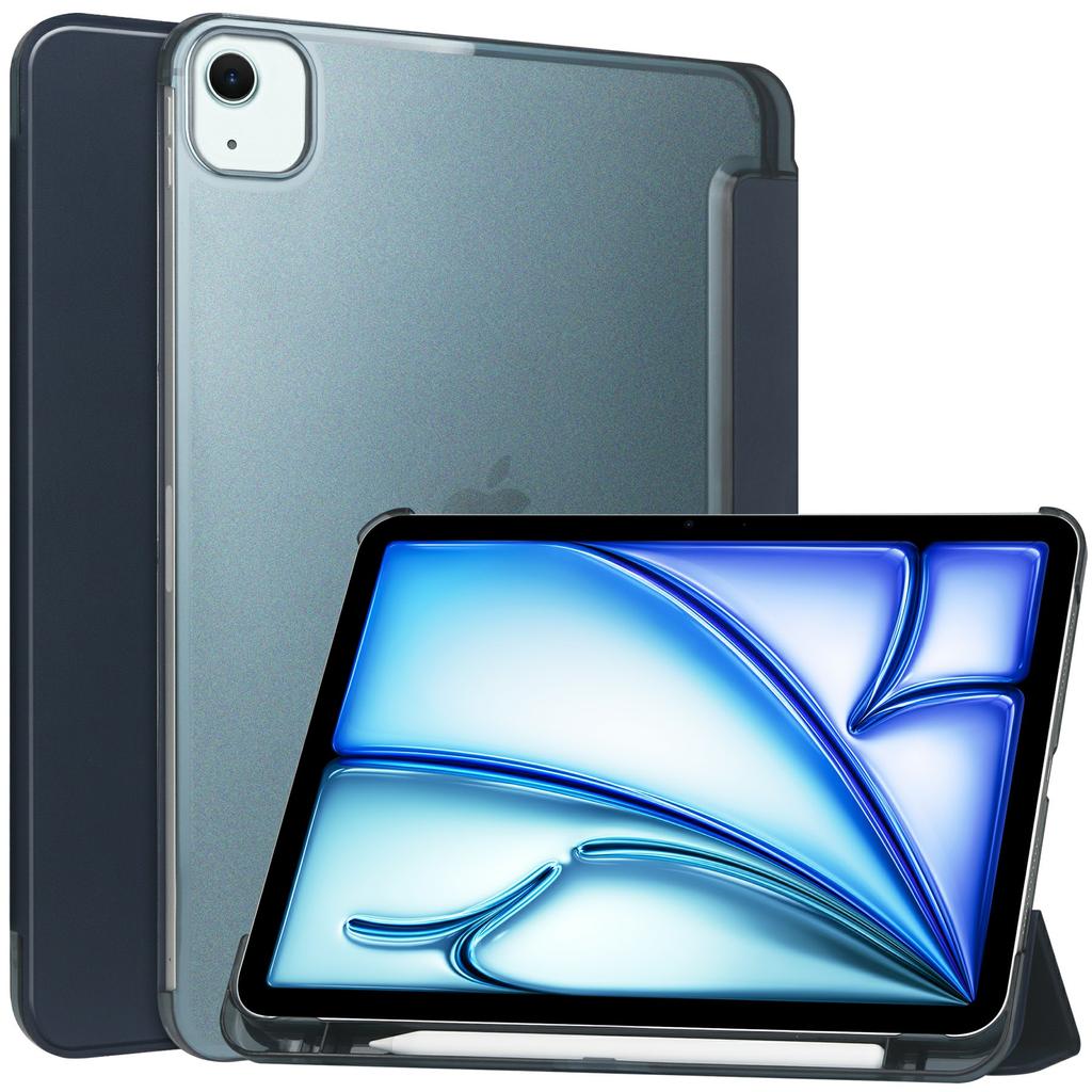 For iPad Air 11 (2025)/(2024) Case PU Leather Smart Tablet Cover Smooth Matte Back,Built-In Pencil Holder