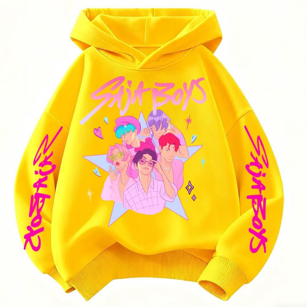 KPop Demon Hunter Saja Boys Cartoon Girls Boy Hooded Sweatshirt Warm Children's Korean Wave Fashion Casual Tops Casual Clothing