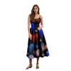 Sleeveless Spaghetti Strap Dress with Butterfly and Star Print Vintage A Line Swing Midi Dress for Women Casual Summer Outfit