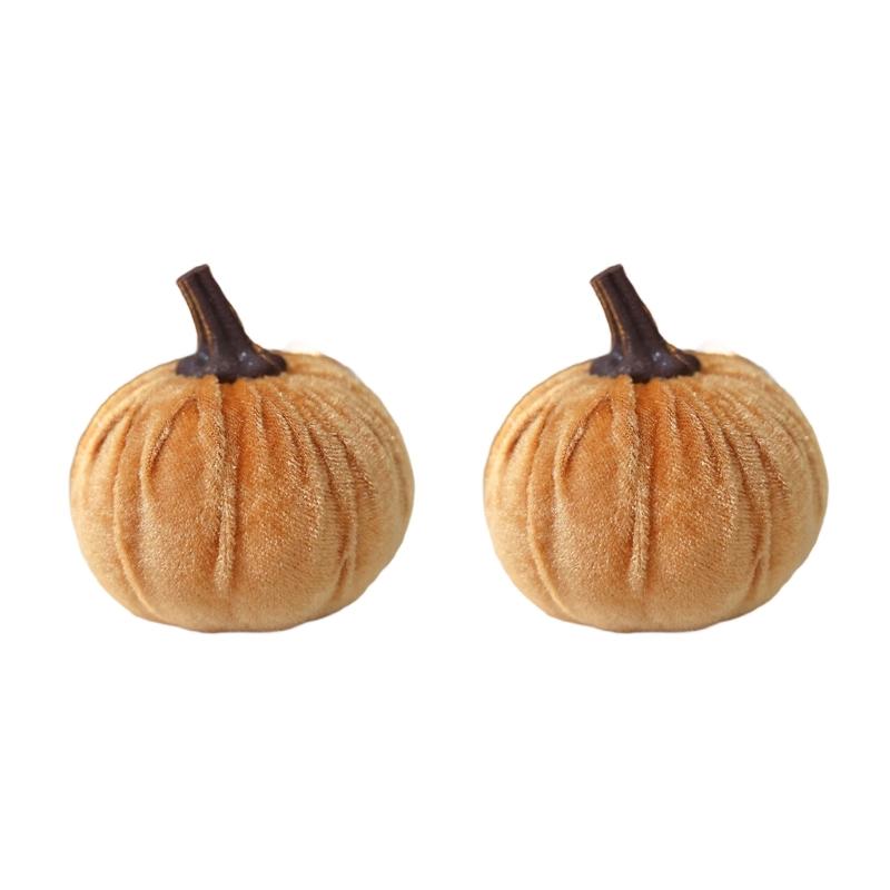 Velvety Pumpkin Decoration Fall Harvest Festival Home Office Display Accessories Dinning Table Centerpieces