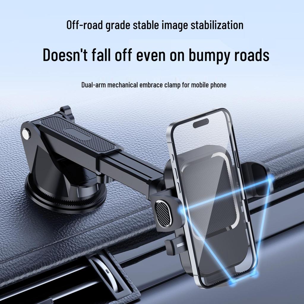 Adjustable Multi-Angle Folding Car Phone Holder with Suction Cup for Dashboard Navigation