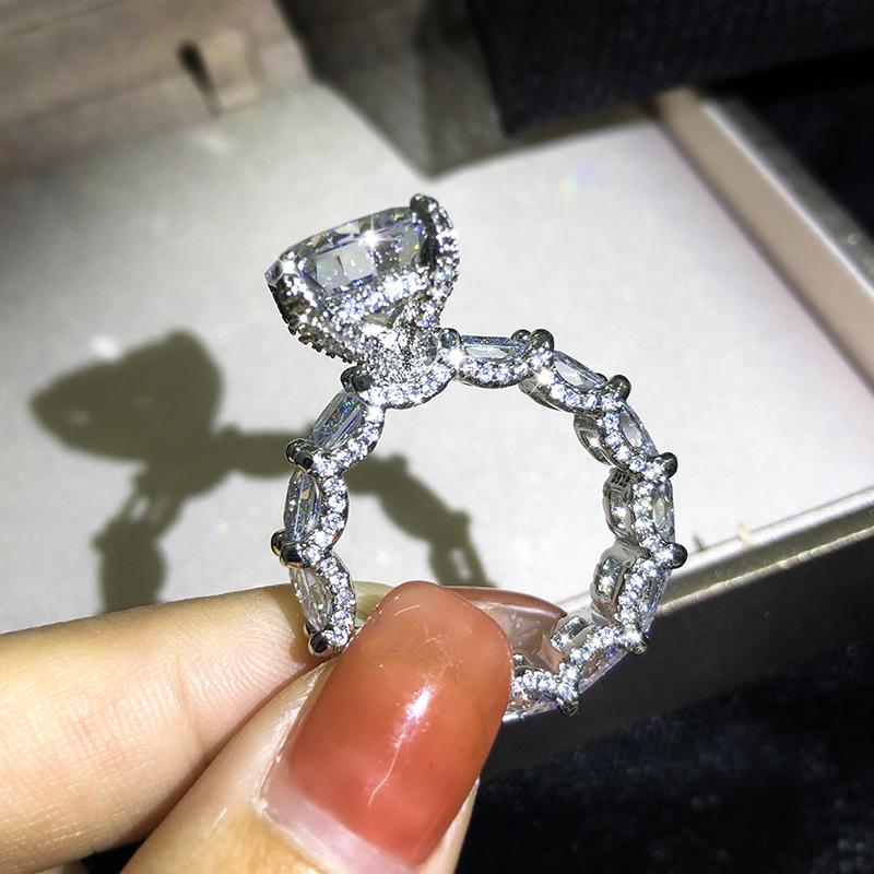 European and American Fashionable Super Large Zircon Temperament Women's Ring Set