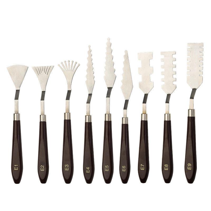Special-Shaped Mahogany Handle Stainless Steel Spatula Kit Palette Gouache