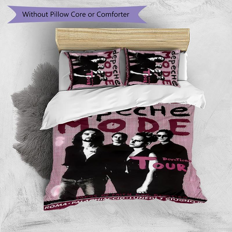 3pcs Depeches Band Mode pattern bedding set duvet cover set includes duvet cover &pillowcases, perfect all season bedroom decoration & gift