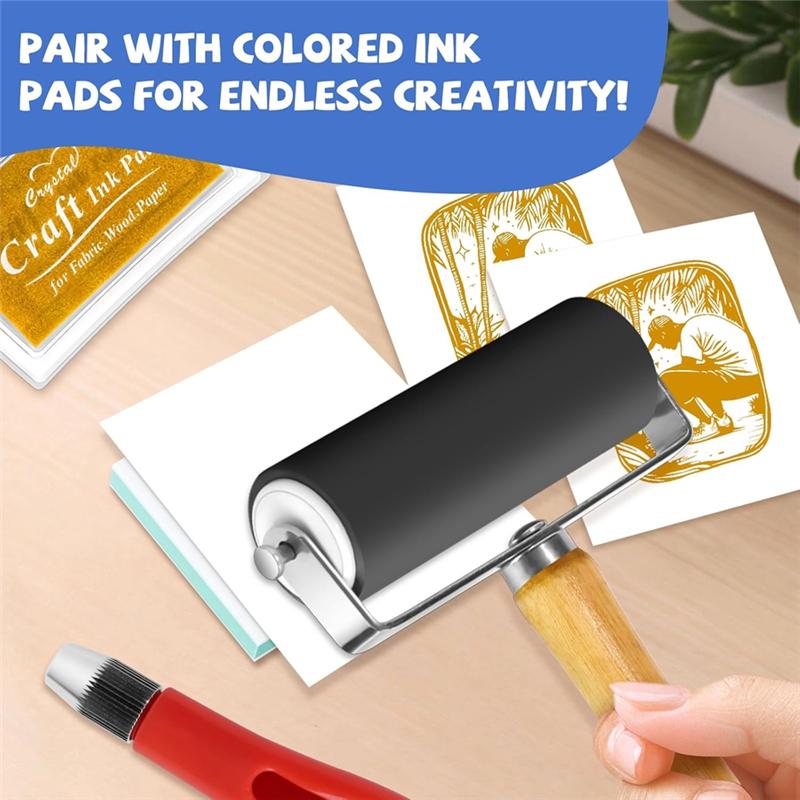 2025 Trend Für Anfänger Stempelherstellung Set 6 Stück 5x5 cm Gummi Schnitzblöcke, Linoleumblockstempel Für DIY