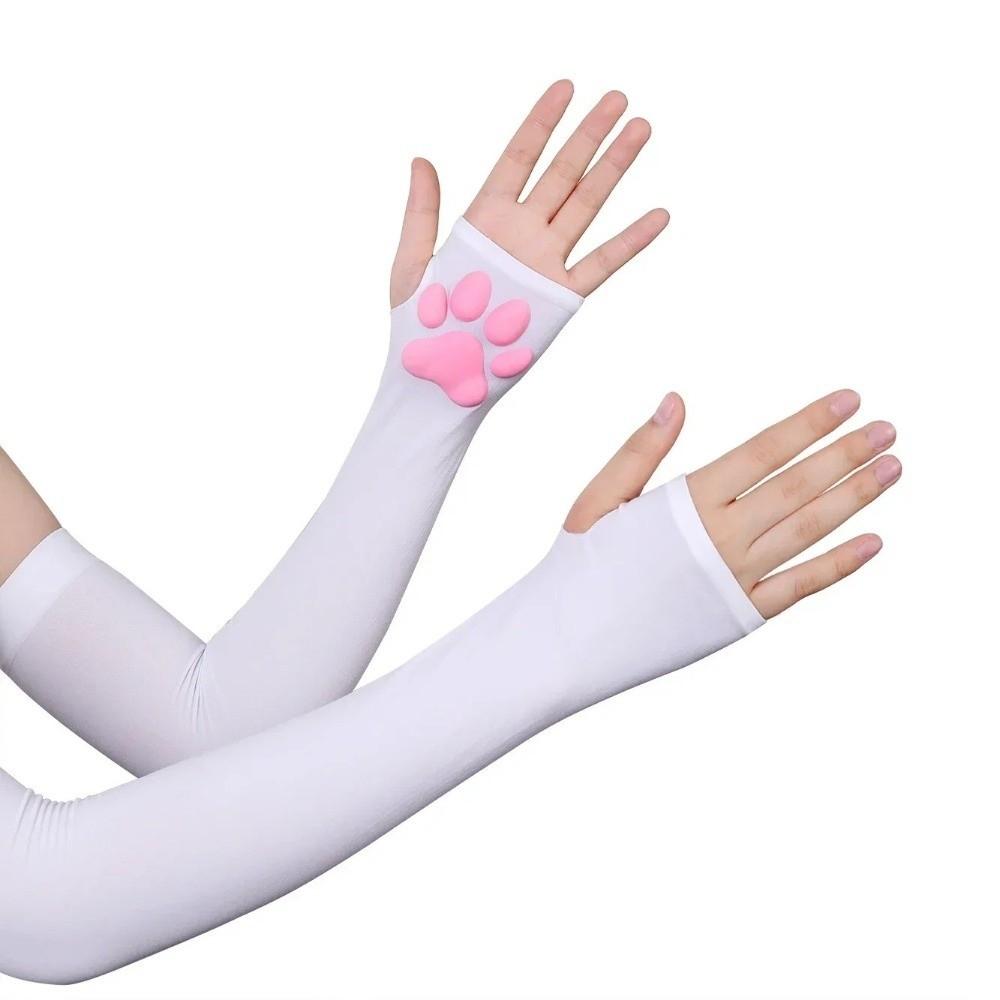 

Quick-drying 3D Cat Claw Sunscreen Sleeves UV Protection Arm Sleeve New Long Tube Gloves Daily Use білий