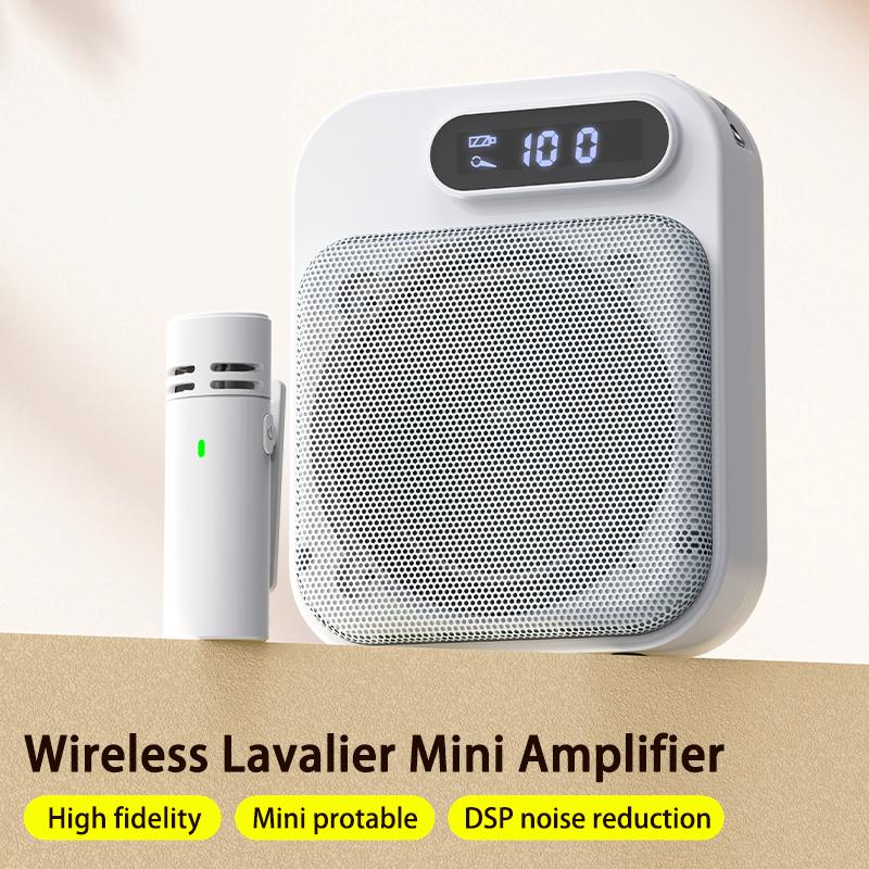 Wireless Voice Amplifier Protable Lavalier Microphone DSP Noise Reduction Rechargeable Speaker for Teaching, Metting,Tour Guide