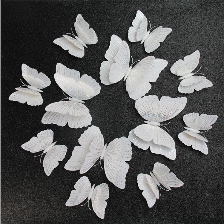 3D Flashing Butterfly Wall Decoration, Butterfly Crafts, 12 Butterflies,Double,Layer Butterfly Wall Stickers