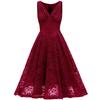 Elegant Vintage Lace Dress for Women V Neck Ruched Bust Cinched Waist Milkmaid Prom Skater Midi Cocktail Evening Party Formal Special Occasion Outfits