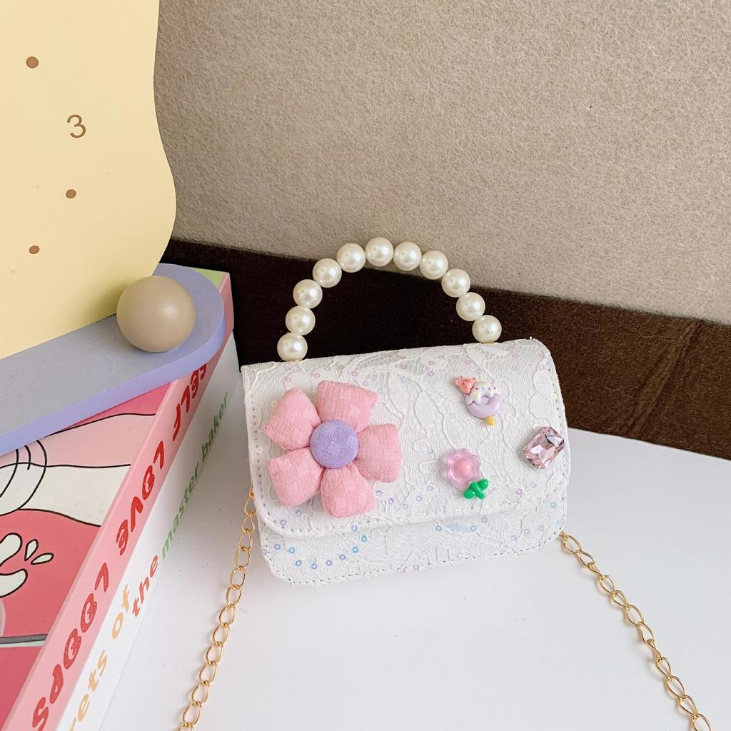 Koreanische Kamelie Schleife Perlen Schulter- und Crossbody-Tasche für Kinder