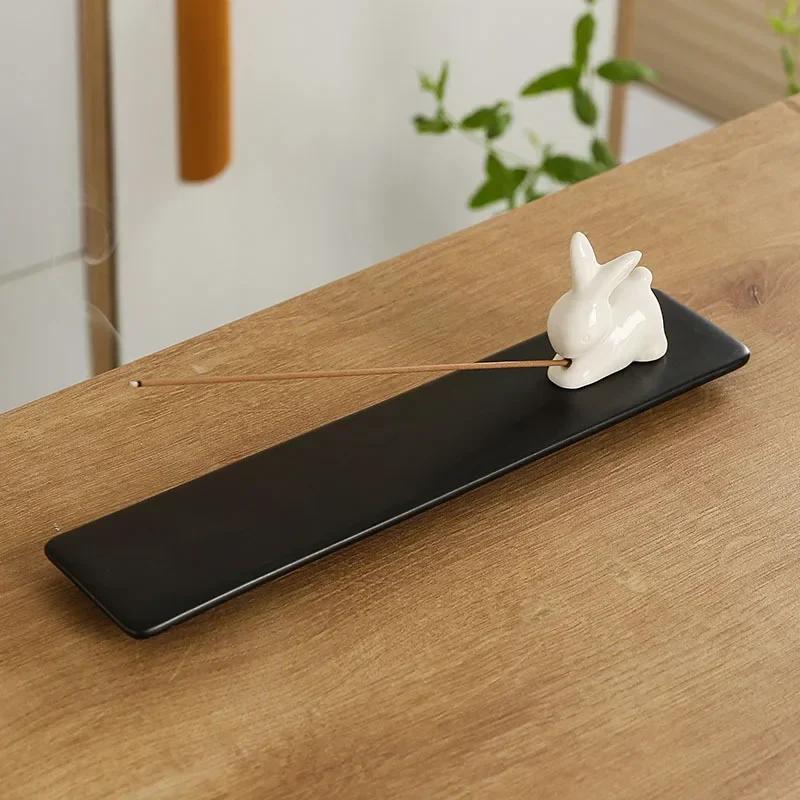 1pc,Home Decor Incense Burner Cute Cat Lovely Rabbit Incense Stick Holder Ceramic Handicraft Girl Friend Gifts- Without Incense