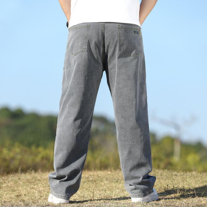 Jeans Uomo Autunnali e Primaverili Gamba Dritta Larga Taglie Forti Extra Large Pantaloni Casual Uomo Vita Alta Pantaloni per Uomo Grasso Pantaloni a Gamba Larga