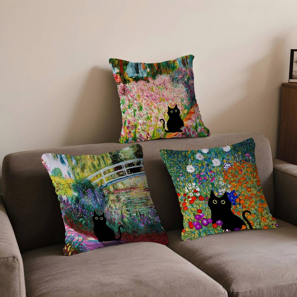 Claude Monet Classic Art Collection Cat Pillow Cover For Bedroom Room And Living Room Sofa Decorative Cushion Cover
