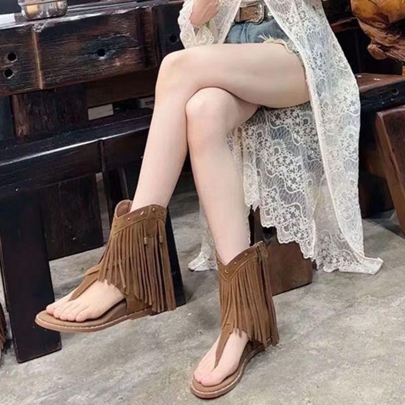 Moda 2024 Nowe letnie modne sandały damskie casualowe retro jeansowe damskie buty klinowe klapki sandały