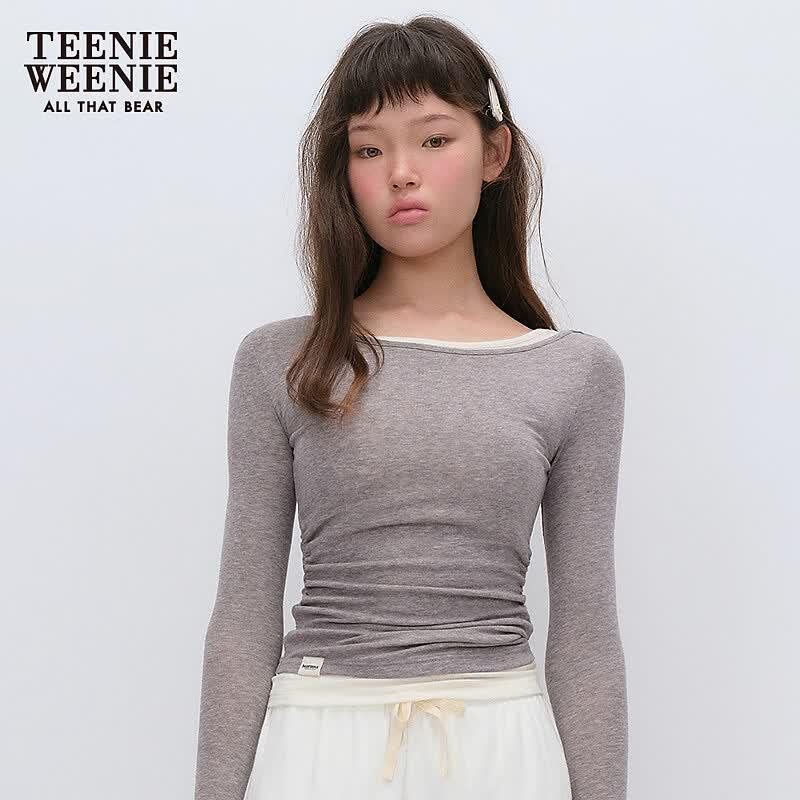Teenie Weenie T-shirt da donna a maniche lunghe con lettera di orso