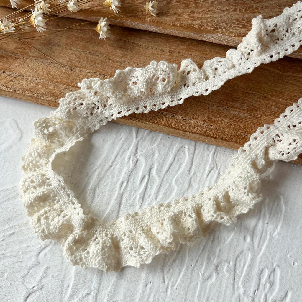 Beige Elastic Lace Band - Cotton Thread Decorative Doll Lace for DIY Clothing Accessories