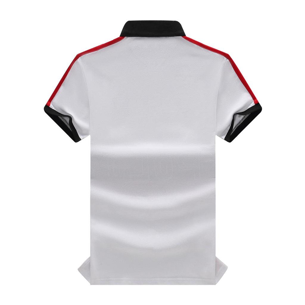 Men's Retro Letter Embroidered Cotton Polo Shirt - Color Block, Short Sleeve, European Size, Casual Sports Fashion