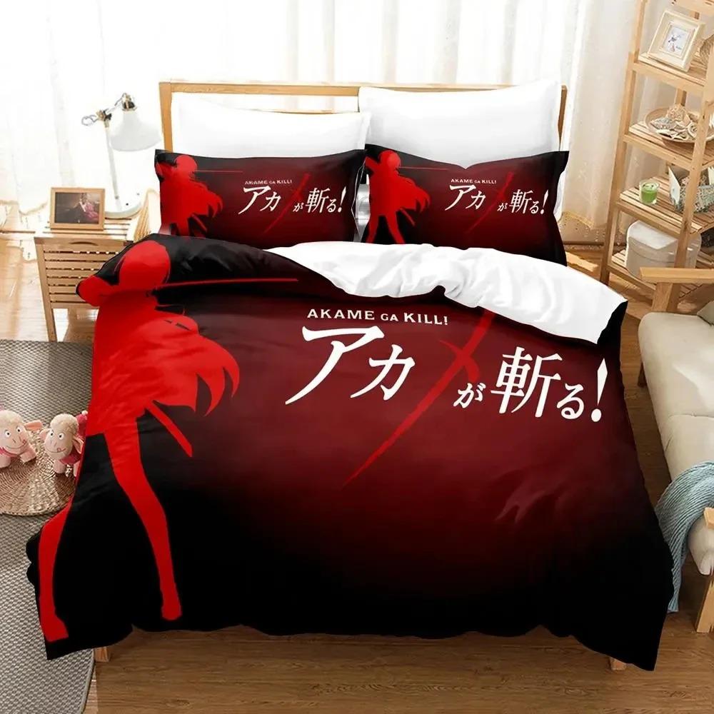 Anime Akame Ga KILL Bedding Set Duvet Cover Bed Set Quilt Cover Pillowcase Comforter King Queen Size Boys Adult Bedding Set