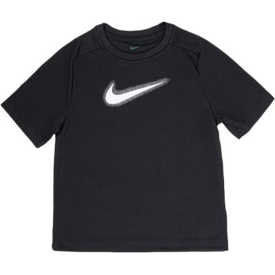 Logo Muster Trainings Kurzarm Gedrucktes Schulter T-Shirt Kinder Oberteile Schwarz DX5386-010