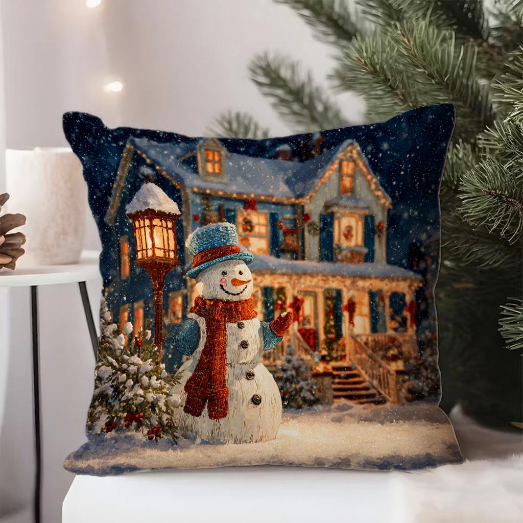 Kissenbezug mit Weihnachtsmotiv mit SchneemannGeeignet für Sofa Auto Schlafzimmer dekorativer Kissenbezug Kissenbezug