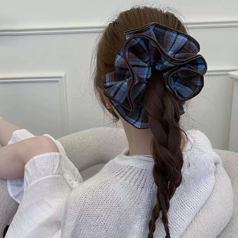 Retro Plaid Hairband French Temperament Elastic Hair Rope Hair Accessories