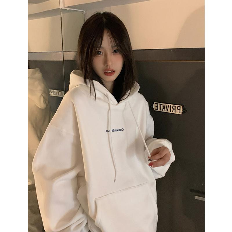 Fashion Sweatshirt Long Sleeve Korean Letter Printing Baggy Female Tops Pullover Hoodie Autumn