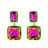 2024 Trendy Multilayer Geometric Colored Diamond Earrings for Women - Square European and American Style