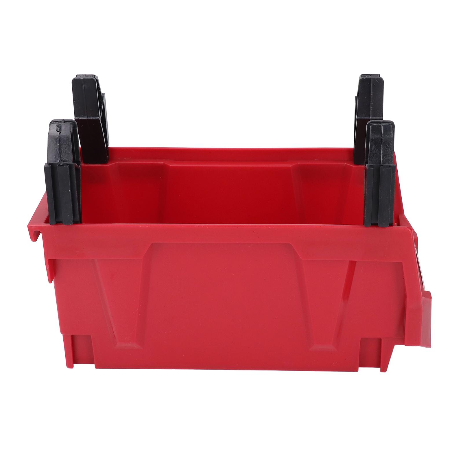 

Parts Storage Bin Thickened PP Large Opening Tool Organizer Back Hanging Container for Garage Workshop 276x139x128mm Red красный