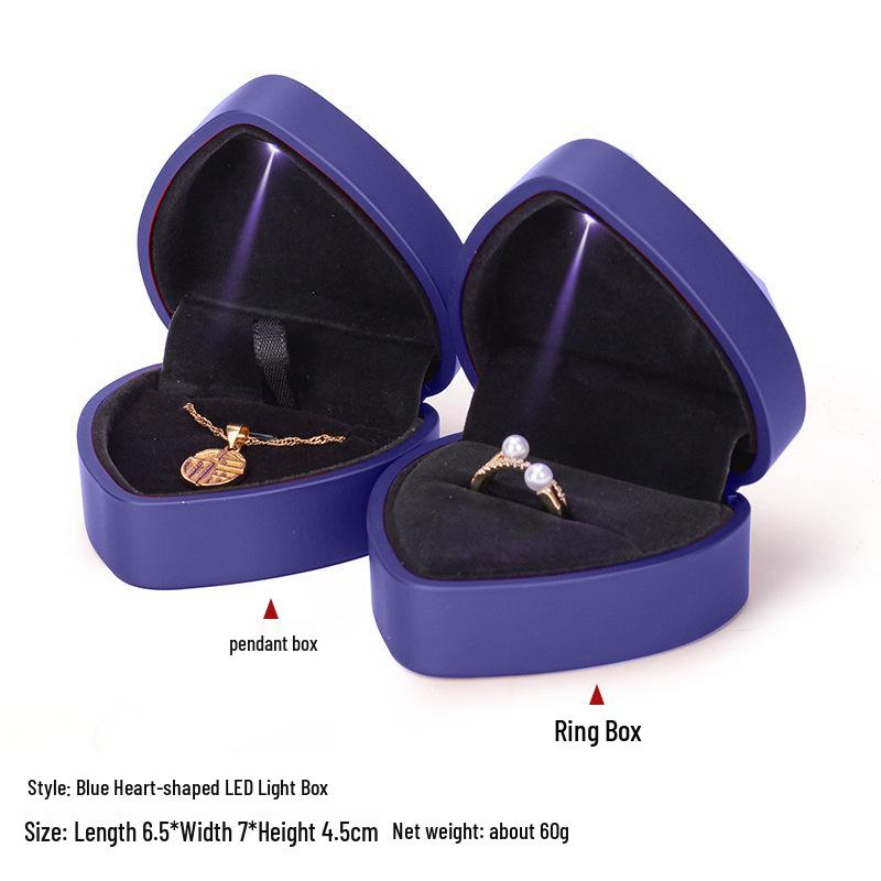 Heart-Shaped Light-Up Jewelry Box: High-End Engagement Ring & Luminous Necklace Display Case